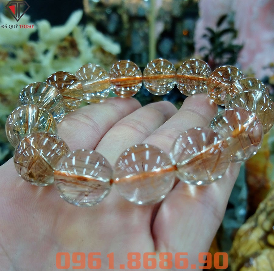 Vòng tay đá phong thủy thạch anh tóc đỏ